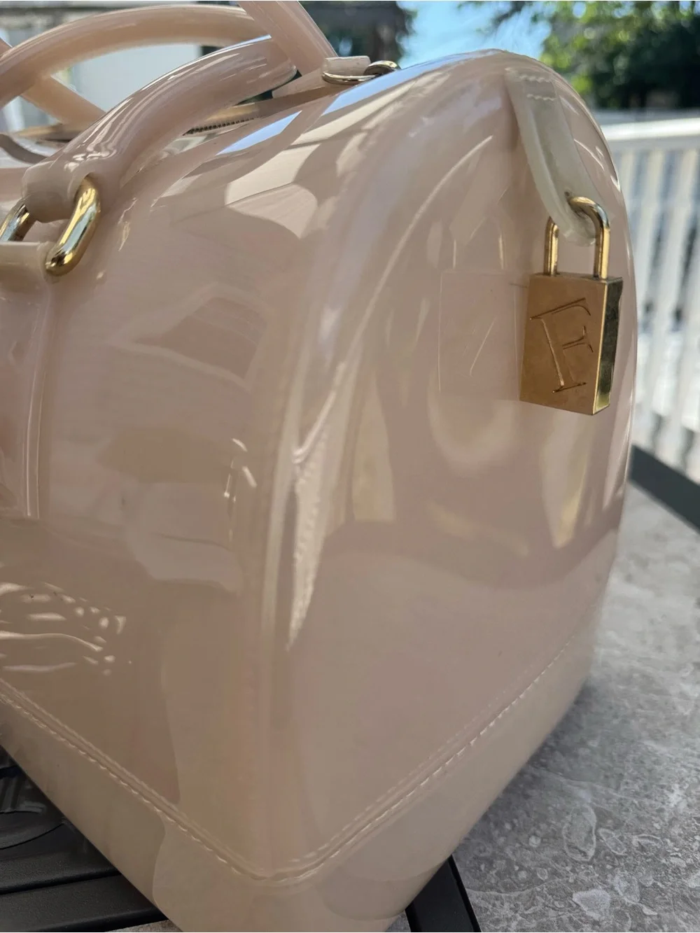Furla glossy patent